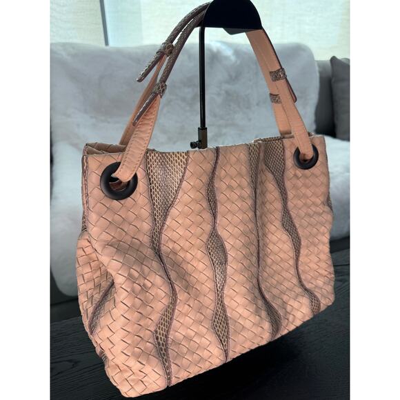 Bottega Veneta snakeskin/Intrecciato tote - Picture 1 of 8